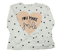 Bílé puntíkaté triko se srdcem s nápisem  LC Waikiki