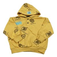 Okrová mikina s obrázkami a kapucňou Leigh Tucker