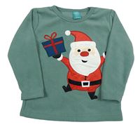 Zelená fleecová mikina so Santou