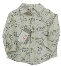Nové - Smetanová manšestrová košile s dinosaury Primark