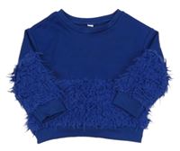 Zafírová mikina s chlupatinou