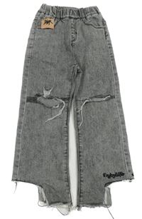 Sivé wide leg rifle s vyšúchaním