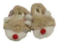 Béžové chlupaté zaptelené domácí bačkory - sob vel. 22/23