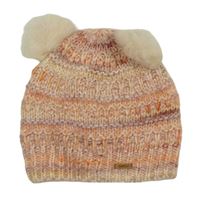 Růžovo-smetanová melírovaná vlněná čepice s bambulemi Barts