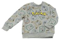 Sivá melírovaná mikina s Pokémony Primark