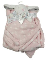 Nové - Svtělerůžová chlupatá deka se srdíčky a králíkem