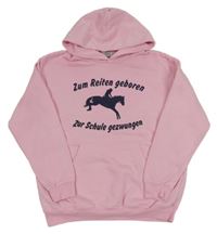 Ružová mikina s dívkou na koni a kapucňou Fruit of the Loom