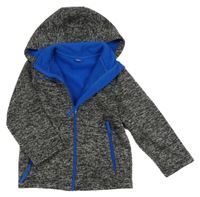 Černo-šedá melírovaná pletená propínací mikina s kapucí Kiki&Koko