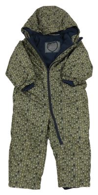 Khaki vzorovaná šušťáková zimná kombinéza s kapucňou Lupilu