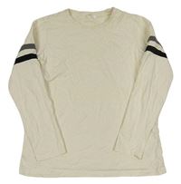 Svetlobéžové tričko s pruhy na rukávech M&S