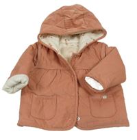 Starorůžová manšestrová zateplená bunda s kapucí Next