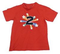 Červené tričko s číslem a hvězdami Topolino