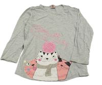 Šedé melírované triko s kočkami Kiki&Koko