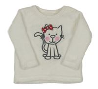 Biela chlpatá mikina s mačkou