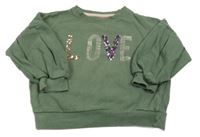 Khaki mikina s nápisom s flitrami M&Co.