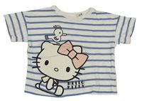 Bielo-modré pruhované oversize tričko s Hello Kitty H&M