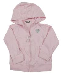 Ružová prepínaci mikina s třpytivým srdcem a kapucňou Peacocks