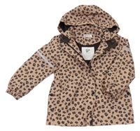 Hnědá vzorovaná šusťáková zateplená bunda s kapucí H&M