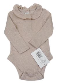 Nové - Pudrové třpytivé žebrované úpletové body s límečkem Mamas&Papas