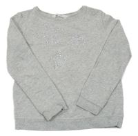 Sivá melírovaná mikina s hvězdami z kamínků H&M