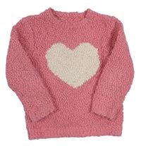 Ružový huňatý sveter so srdcem Nutmeg
