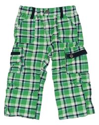 Zelené kockované nohavice s vreckami Topolino