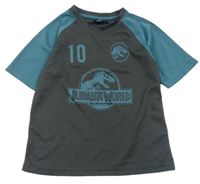 Tmavošedo-modrozelené športové tričko s Jurským světem