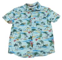 Světlemodro-farebná košeľa s palmami Primark