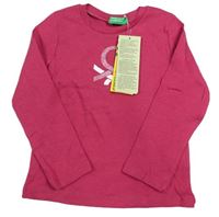 Tmavoružové tričko s logom Benetton
