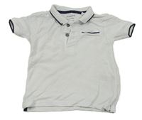 Bílé vzorované polo tričko s černým lemem Primark