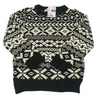 Černo-béžový vzorovaný svetr H&M