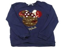 Tmavomodrá mikina s Minnie z flitrů zn. H&M