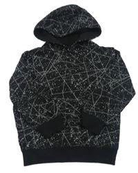 Čierna vzorovaná mikina s kapucňou Urban