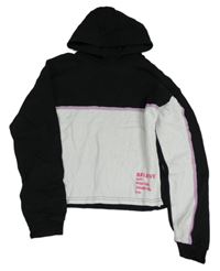 Čierno-biela crop mikina s kapucňou Primark