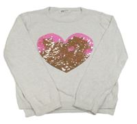 Smotanový ľahký sveter so srdcem z flitrů H&M