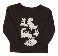 Hnědé triko s dinosaury Primark