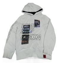 Biela mikina s nápisom a obrázkami a kapucňou C&A