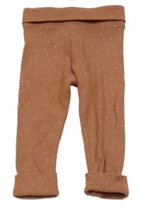 Hnědé lehké žebrované puntíkaté tepláky M&S