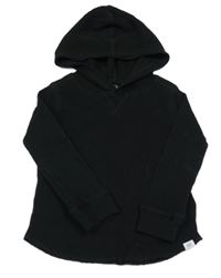 Černé žebrované triko s kapucí GAP