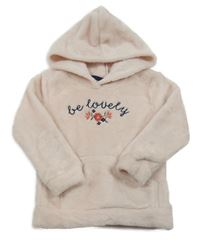 Svetloružová plyšová mikina s nápisom a kapucňou Liegelind