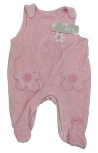 Nové - růžové sametové dupačky s kočkou dunnes