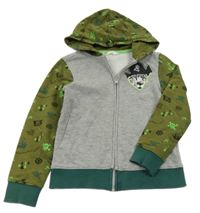 Šedá mikina s khaki vzorovanými rukávy a kapucí H&M