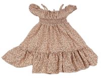 Svetloružové kvetované ľahké šaty shein