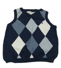 Tmavomodro-modro-biela károvaná pletená vesta H&M