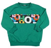 Zelená mikina s farebným pruhom shein