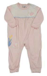 Světlerůžovo-bílý overal s labutí 