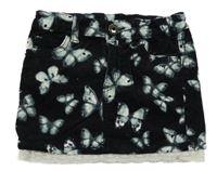 Čierna menšestrová sukňa s motýlikmi a čipkou H&M