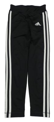 Černé sportovní legíny s bílými pruhy a logem Adidas