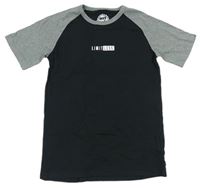 Čierno-sivé tričko s nápisom Bluezoo