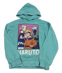 Zelená mikina s kapucí a Naruto H&M